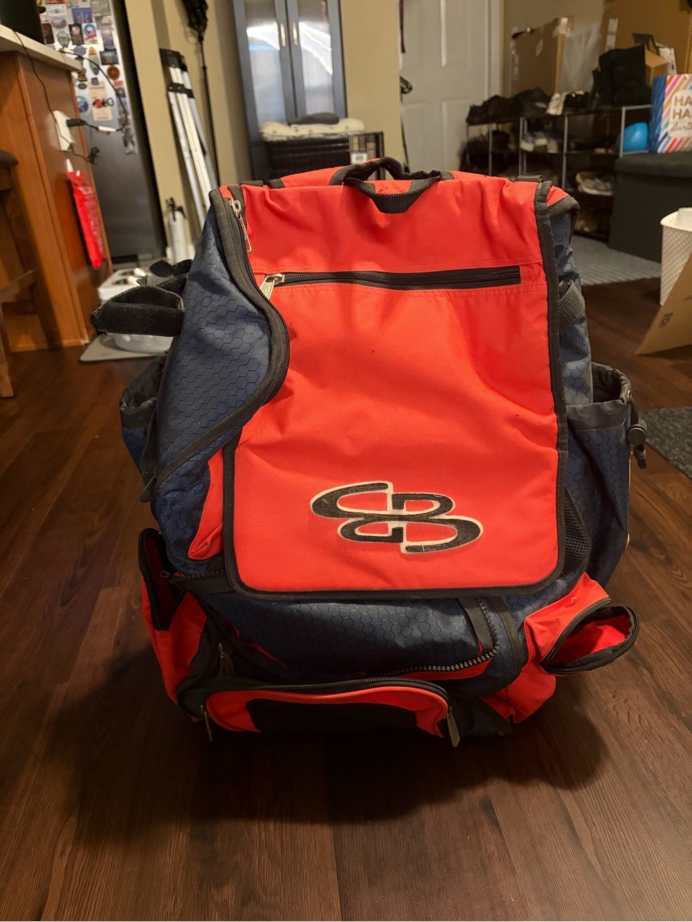 Boombah Red and Navy Men’s Baseball Backpack with Logo